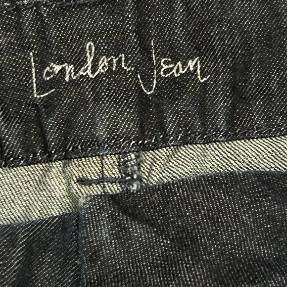 LONDON JEAN Dressy Mid-Rise Jeans Womens 10 Y2K Wide Leg Dark Blue VTG 90s - Picture 9 of 11